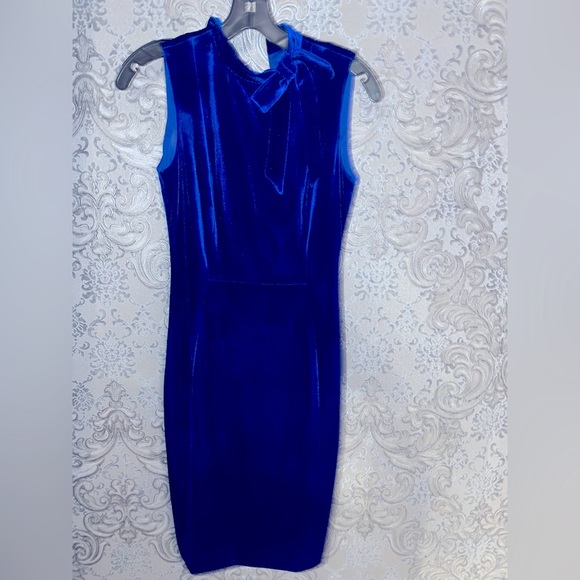 Calvin Klein Women's Floral Print Velvet Dress Blue Size 14W